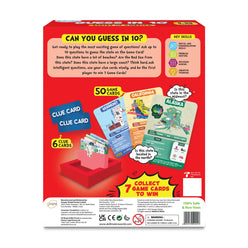 Guess in 10 States of America trivia card game for ages 8+ with state map and game pieces