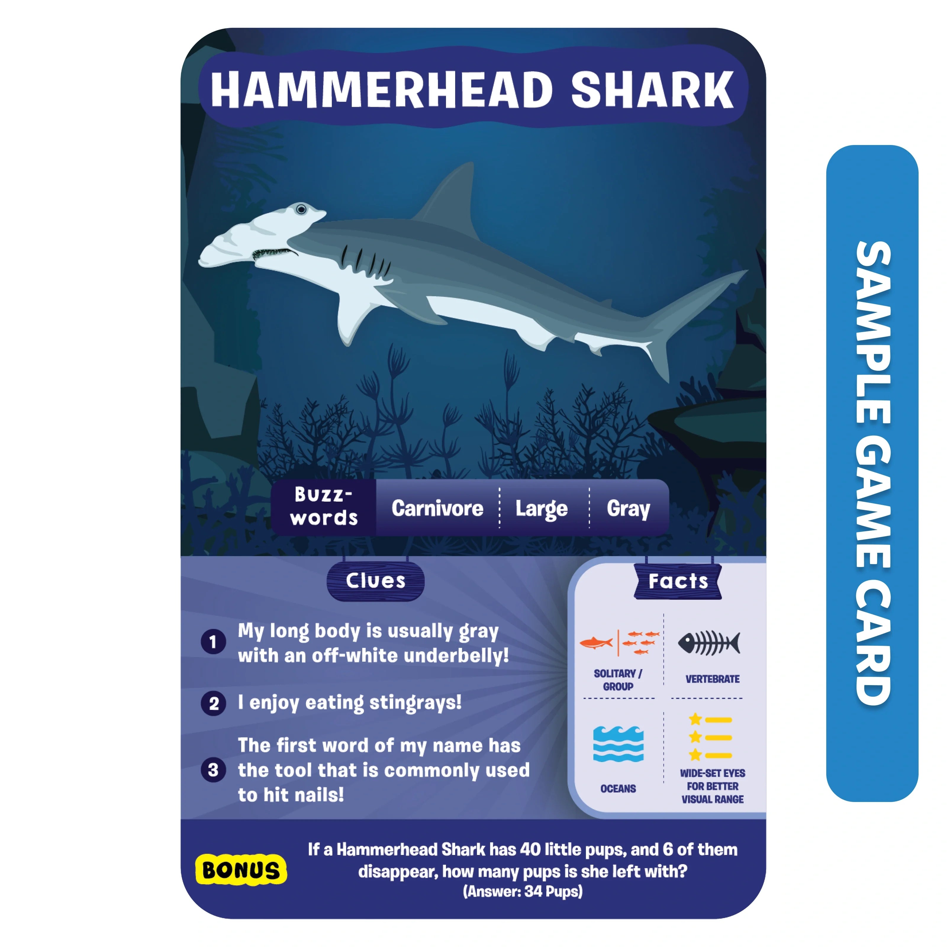 Hammerhead Shark Game Card from Underwater Animals product collection