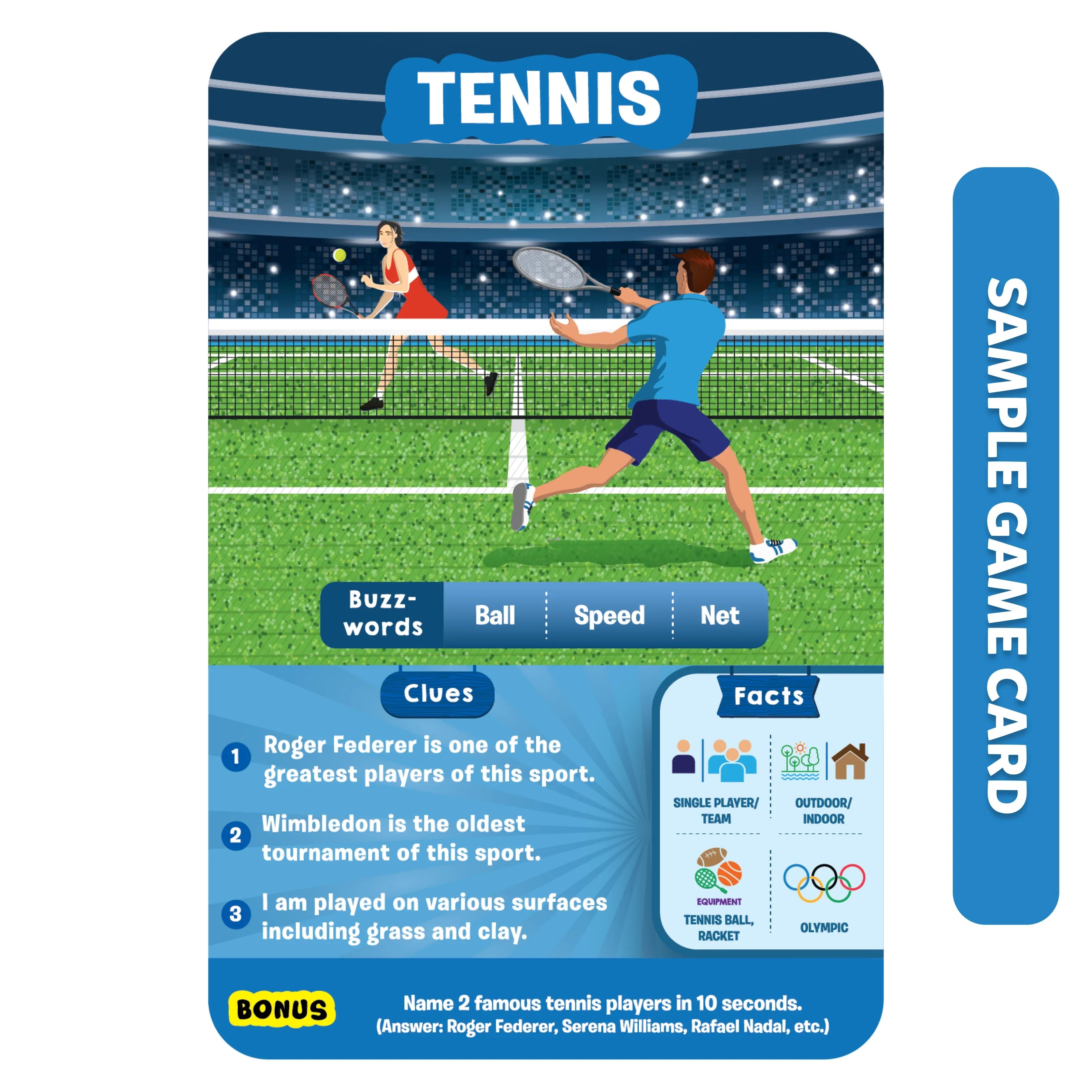Tennis Game Card from World Of Sports product showcasing a tennis match illustration