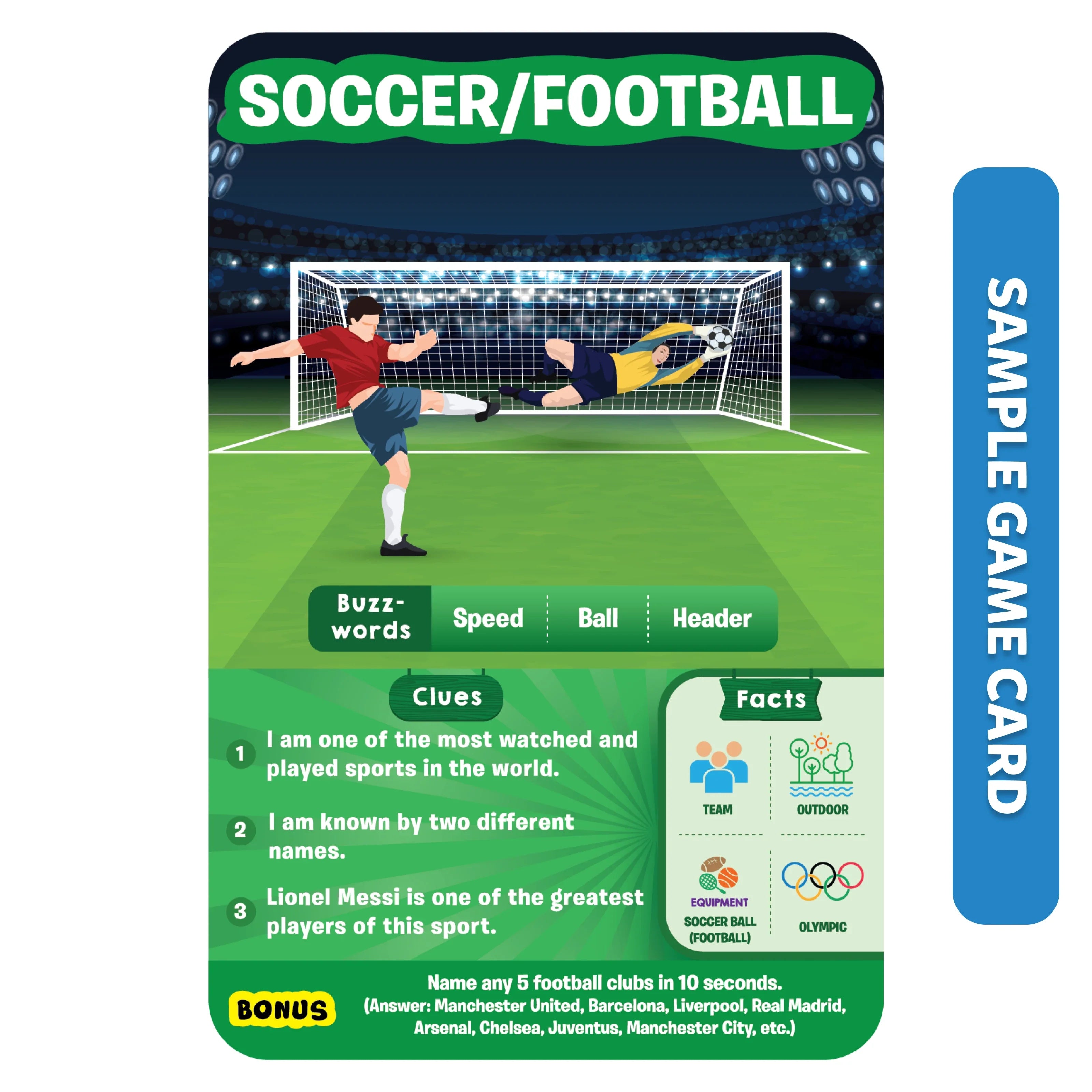 Soccer football game card from World Of Sports product collection