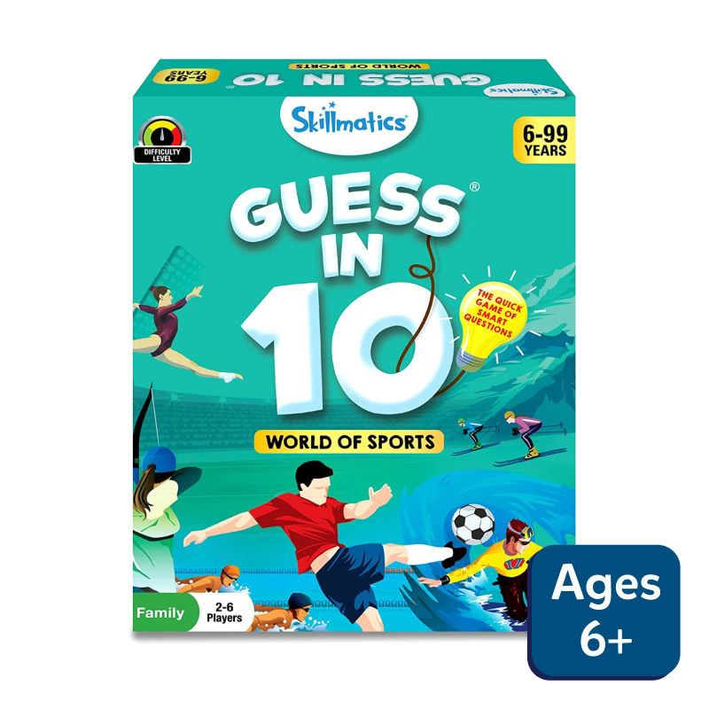 Guess in 10 World of Sports board game featured on product page showcases a sports-themed trivia game