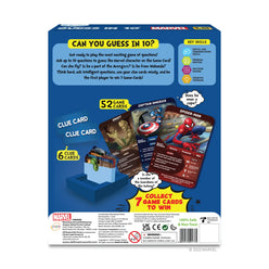 Marvel Guess in 10 trivia card game box for ages 8 and up