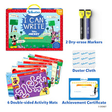 Mickey Mouse writing activity set on reusable Disney Junior activity mats for kids aged 3-6