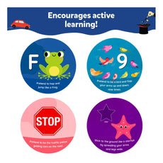 Educational activity circles for toddlers on Jump and Learn Flash Cards for ages 2-5