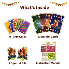 Jungle Party card game contents for strategy and luck, suitable for ages 7 and up