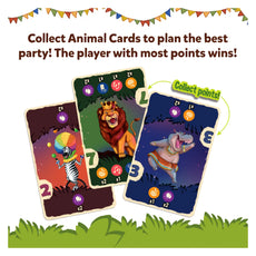 Animal-themed playing cards from Jungle Party Card Game of Strategy & Luck for ages 7+