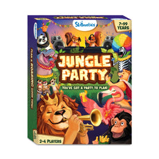 Jungle Party board game box displaying colorful jungle theme for strategy and luck game