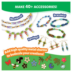Beaded jewelry-making kit showcasing colorful beads and tools for Jungle Party themed DIY jewelry