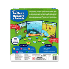 Educational matching game box from The World of Letters Numbers & Animals Magnetic Matching Activity for ages 3-6