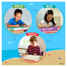 Educational write-wipe activity set featuring Disney’s Lilo & Stitch reusable mats for ages 3-6