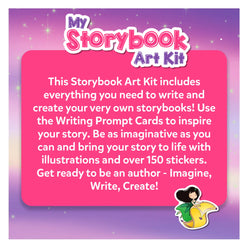 Storybook Art Kit Advertisement Featuring Unicorns and Princesses for Kids Ages 5-10