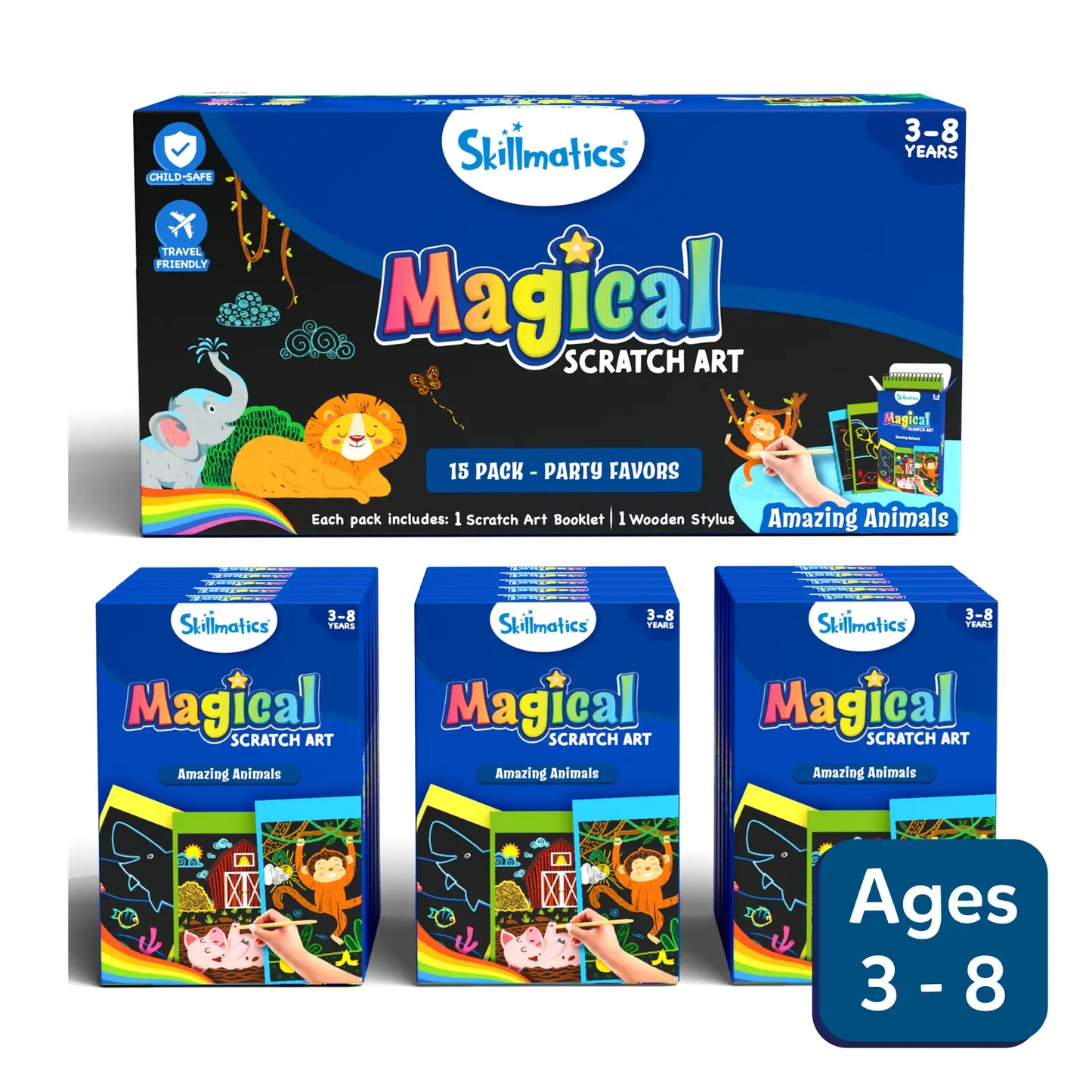 Magical Scratch Art: Party Favors (Pack of 15) | Amazing Animals (ages 3-8)