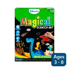 Magical Scratch Art Kit for Children featuring Dinosaur World design for ages 3-8