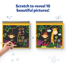 Jungle-themed Scratch Art notebooks featuring amazing animals for kids ages 3 to 8