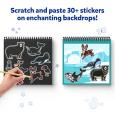 Kids creating a Scratch and Paste Sticker Activity with Magical Scratch Art Amazing Animals