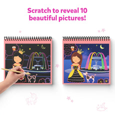 Scratch art notebooks featuring unicorns and princesses for kids ages 3 to 8
