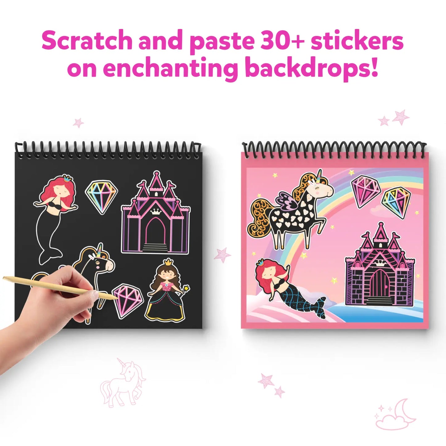 Enchanting scratch-and-paste sticker books for Magical Scratch Art Unicorns & Princesses