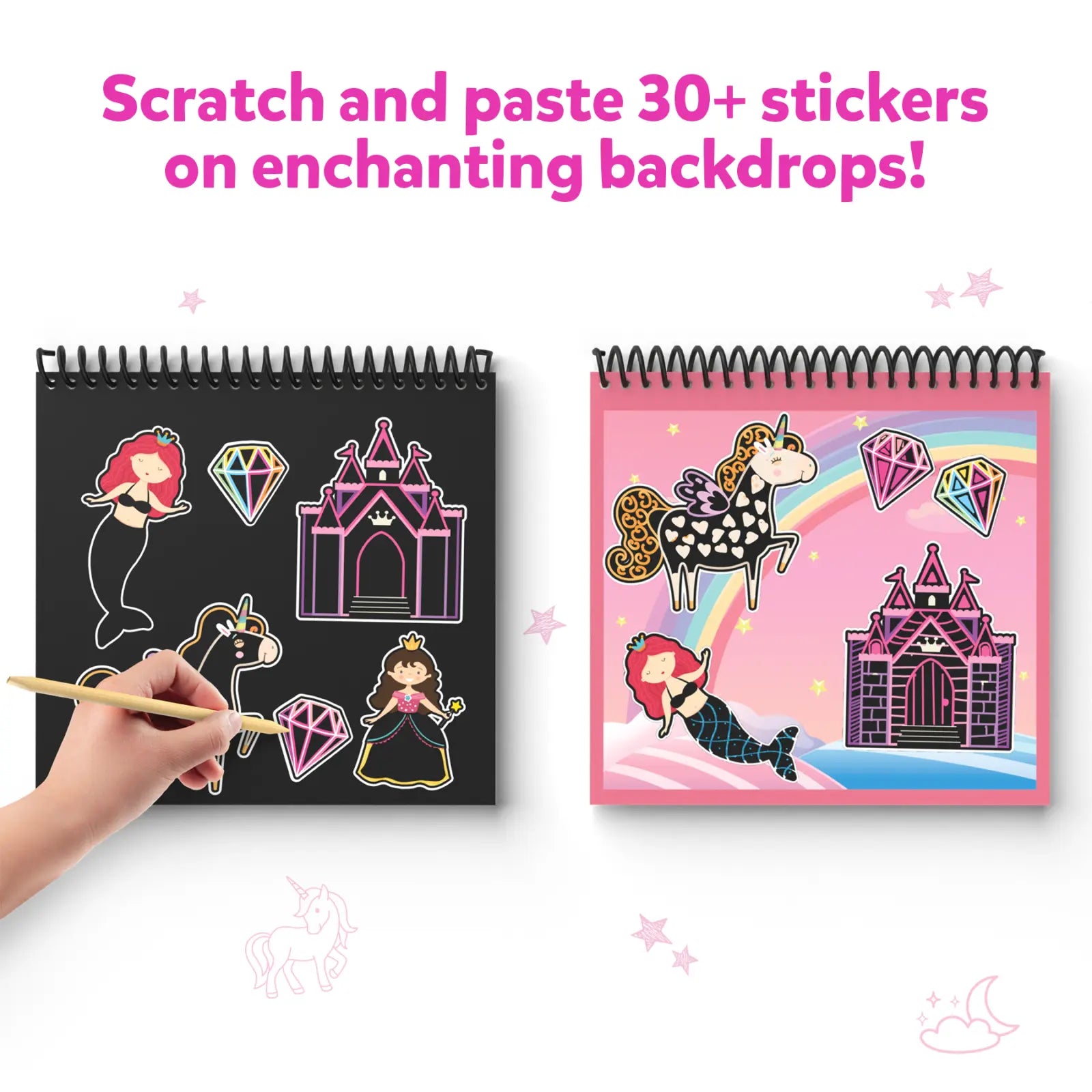Enchanting scratch-and-paste sticker books for Magical Scratch Art Unicorns & Princesses