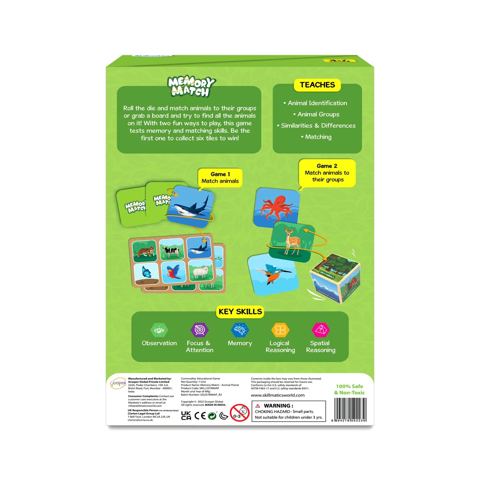 Memory Match game box featuring Animal Planet theme for kids aged 3 to 7