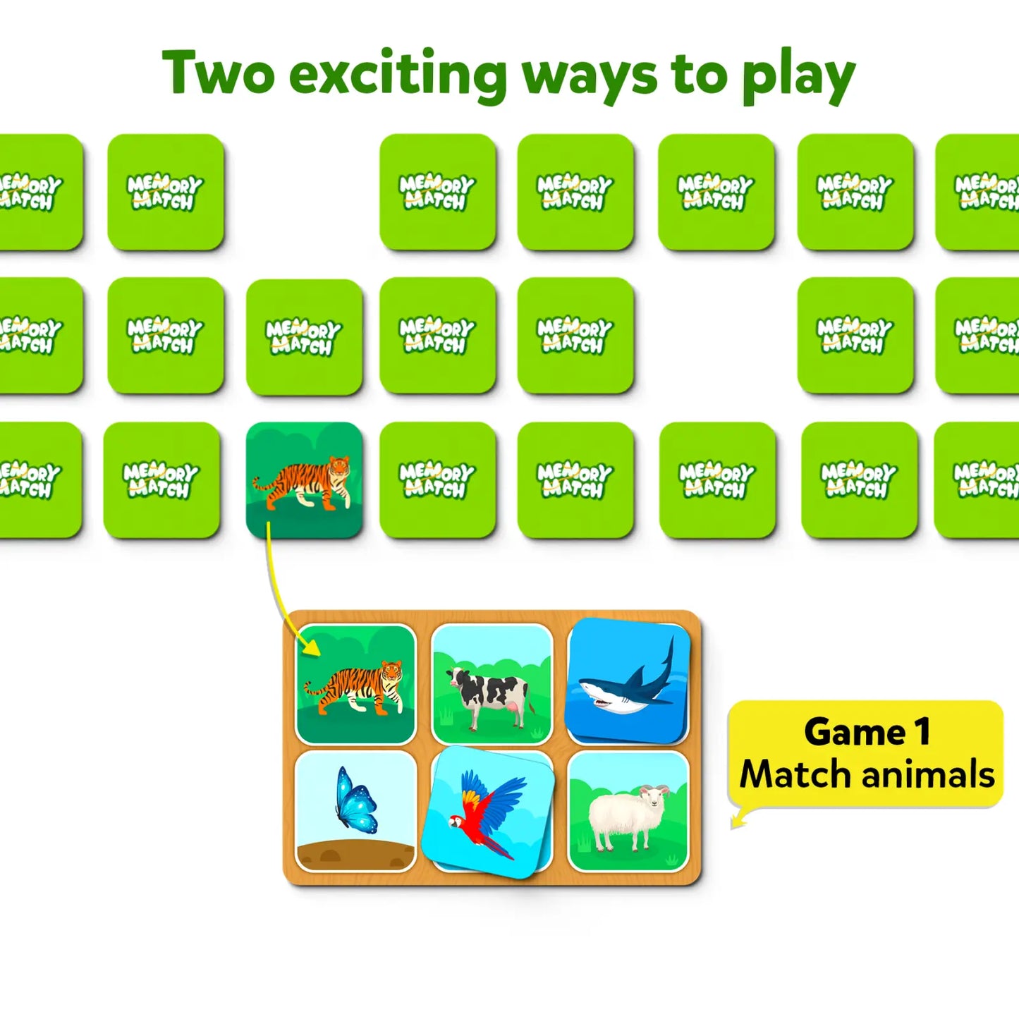 Memory Match Animal Planet board game for kids ages 3 to 7 featuring animal cards