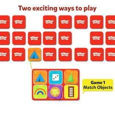 Memory matching game with colorful shapes for children in Memory Match Shapes Around Us Board Game