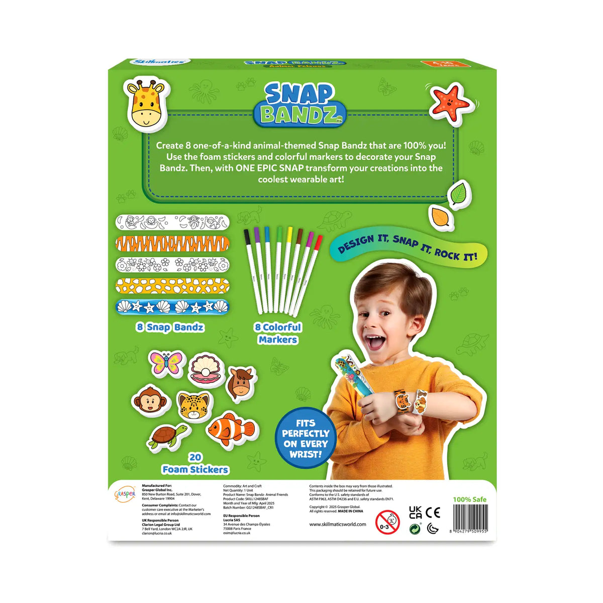 Snap Bandz Animal Friends craft kit for kids ages 4-10 featuring colorful animal-shaped bands