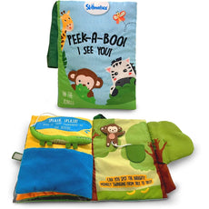 Soft baby book from Peek-A-Boo Jungle Theme, interactive cloth book for infants