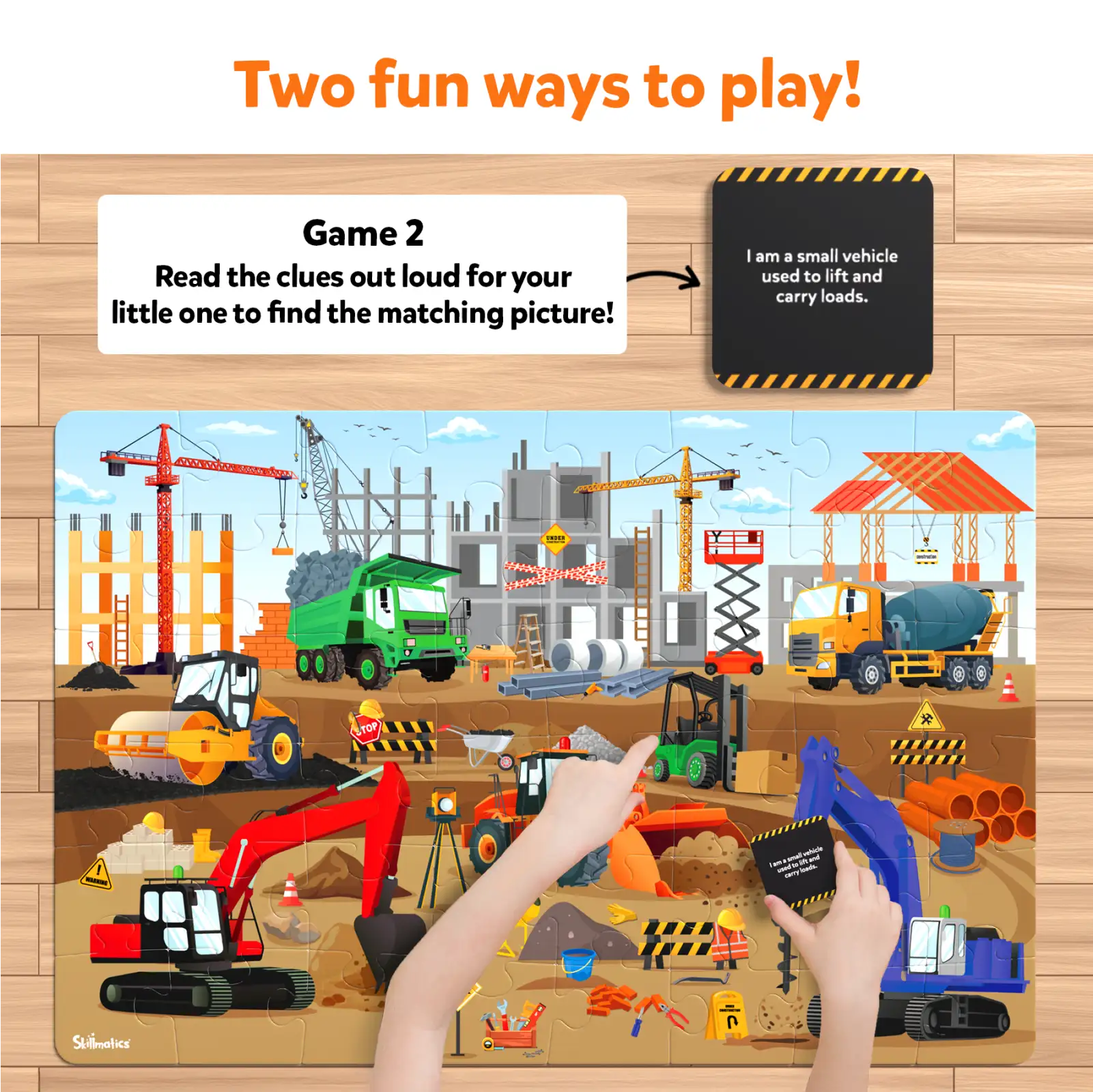 Construction-themed puzzle with matching game for kids ages 3-7 from Piece & Play Construction Site