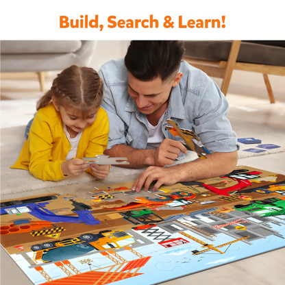 Colorful Construction-Themed Floor Puzzle for Kids Ages 3-7 from Piece & Play Construction Site