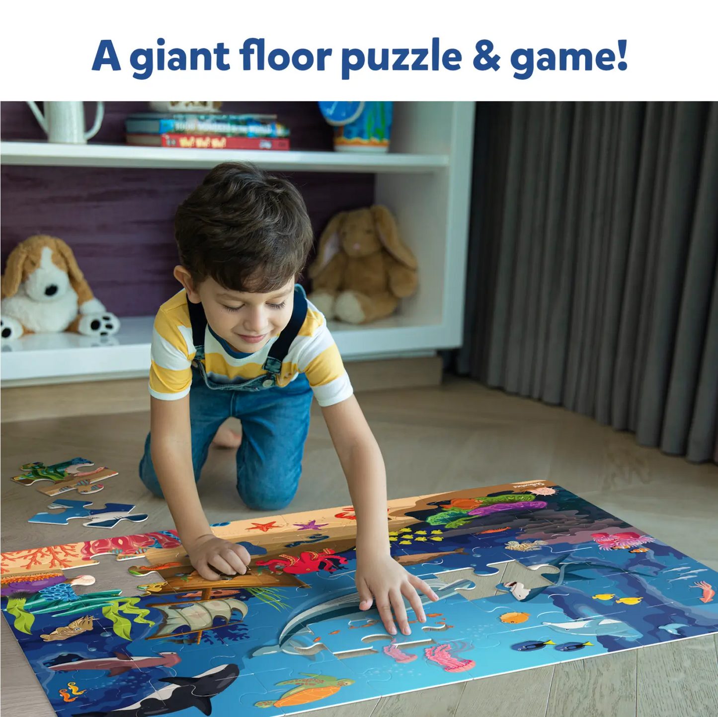 Ocean-themed floor puzzle featuring Underwater Animals for ages 3-7 from Piece & Play
