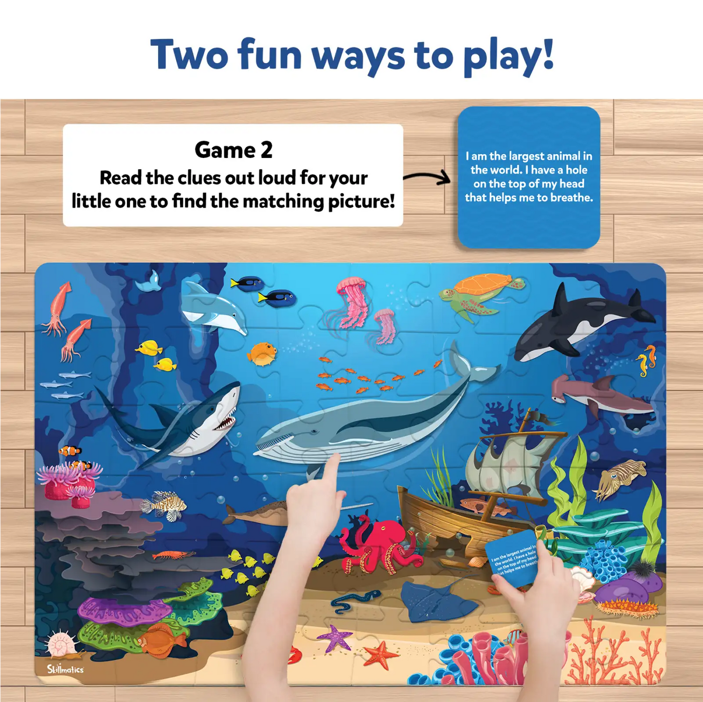 Ocean-themed puzzle with sea creatures for kids ages 3 to 7 from Piece & Play Underwater Animals