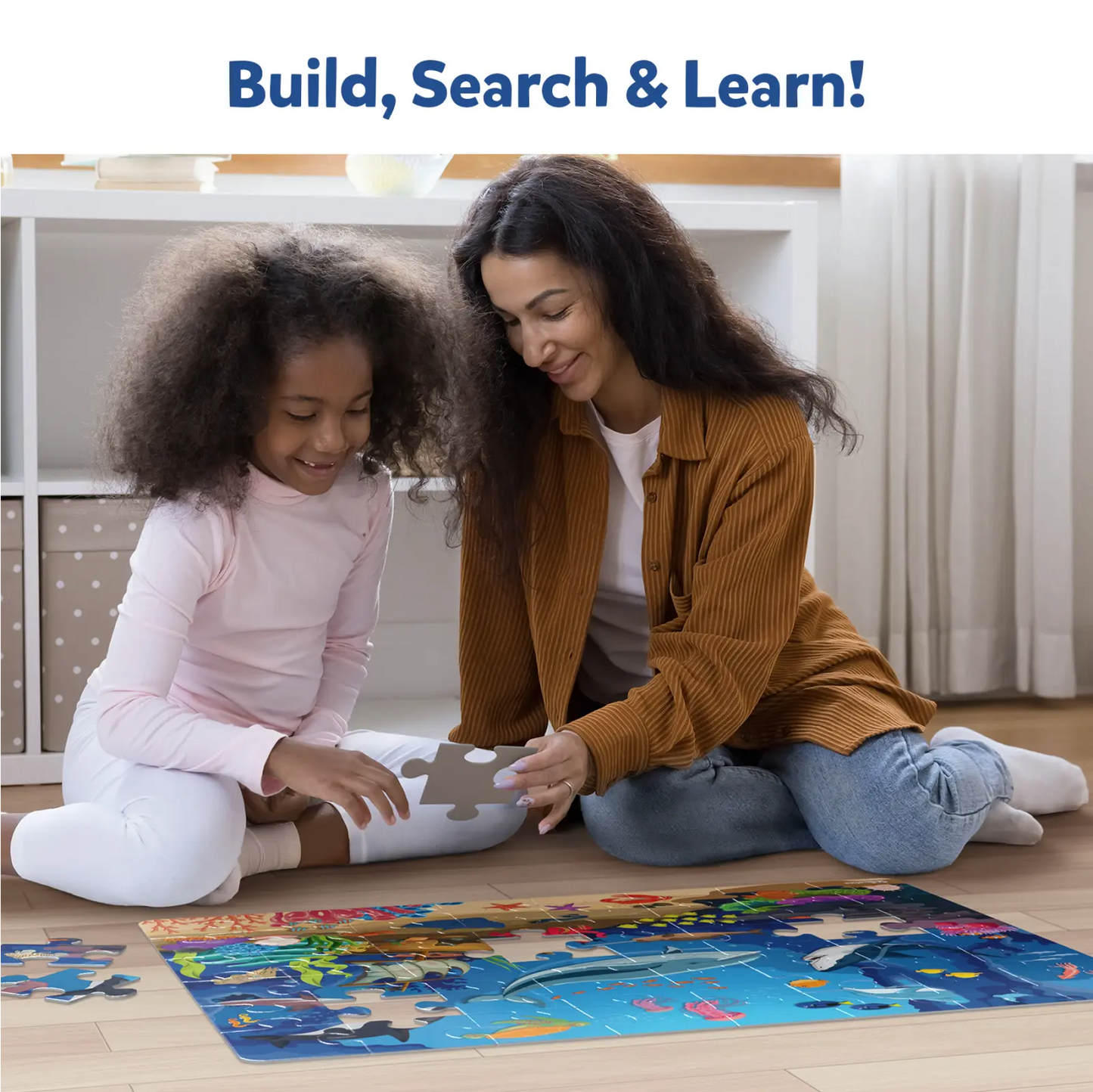 Ocean-themed jigsaw puzzle featuring underwater animals for ages 3 to 7