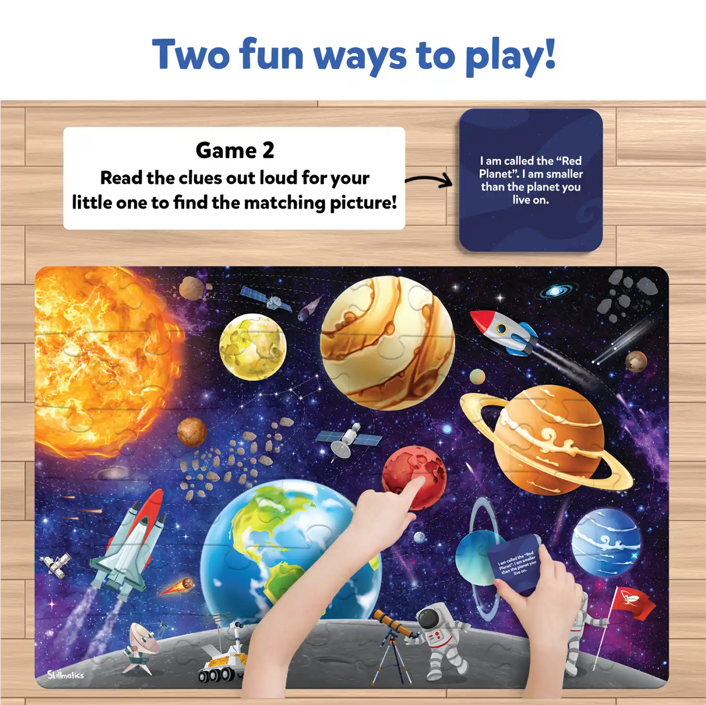 Space-themed puzzle game for children ages 3-7 in the Piece & Play Up in Space collection