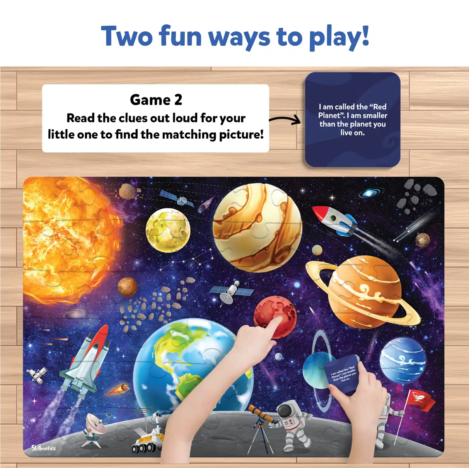 Space-themed puzzle game for children ages 3-7 in the Piece & Play Up in Space collection