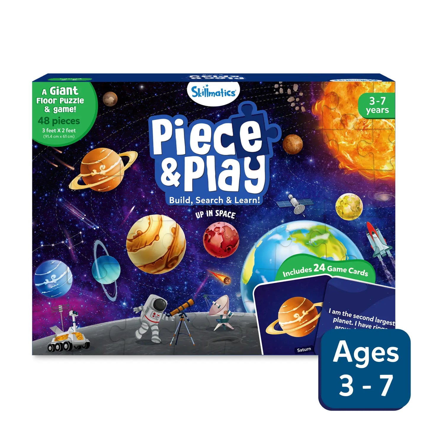 Colorful Space-themed Floor Puzzle and Game for Kids Ages 3-7 in Piece & Play Up in Space