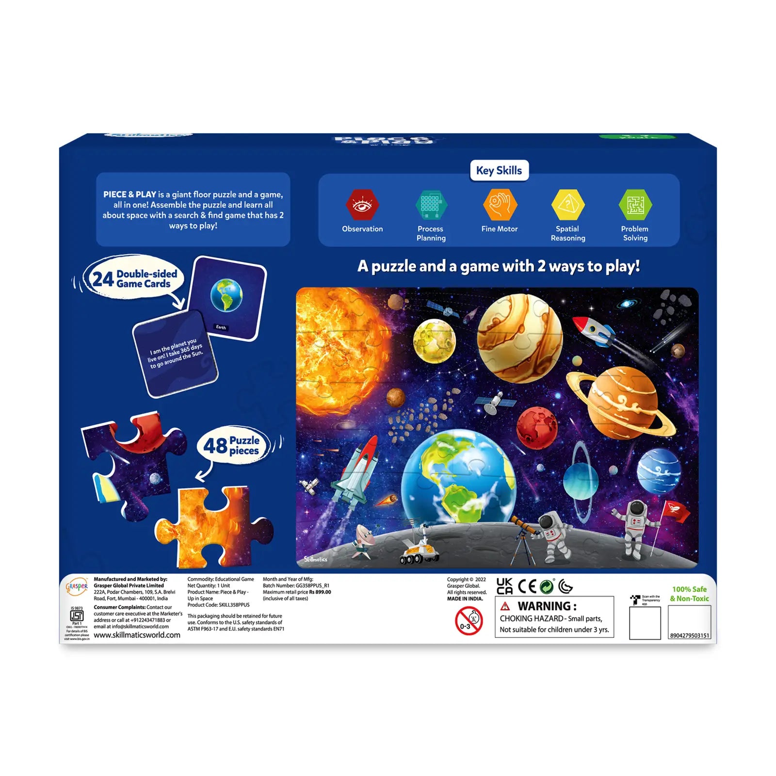 Space-themed puzzle and game box for toddlers from Piece & Play Up in Space