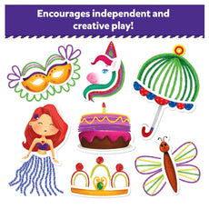 Colorful play-themed stickers from Waxy Window Art DIY Kit for kids ages 5-12