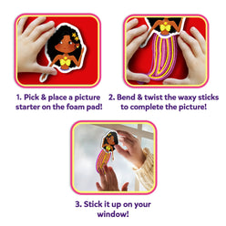 Mermaid craft instructions for Waxy Window Art DIY art and craft kit for kids aged 5-12