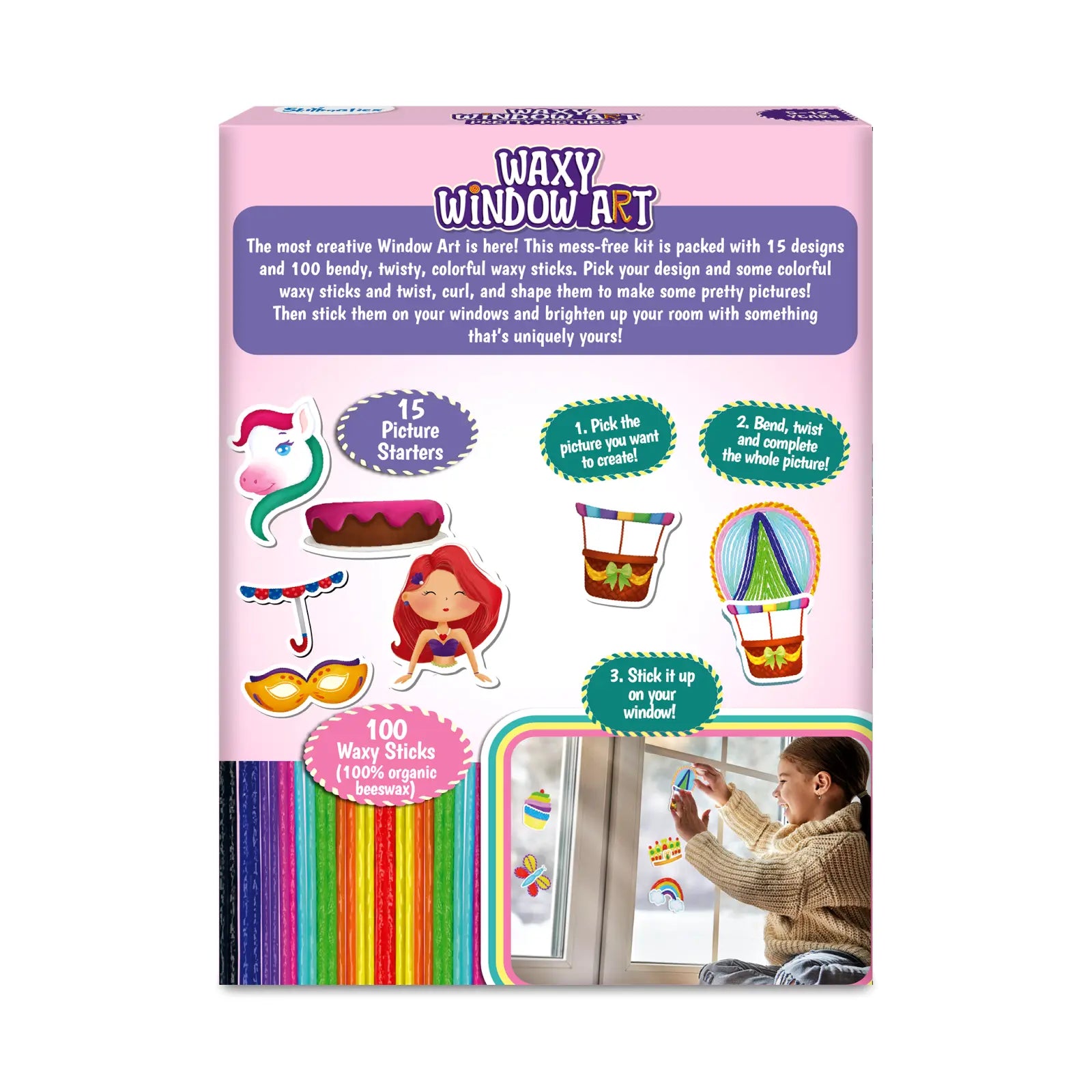 Waxy Window Art Kit for creating colorful Pretty Pictures DIY craft projects