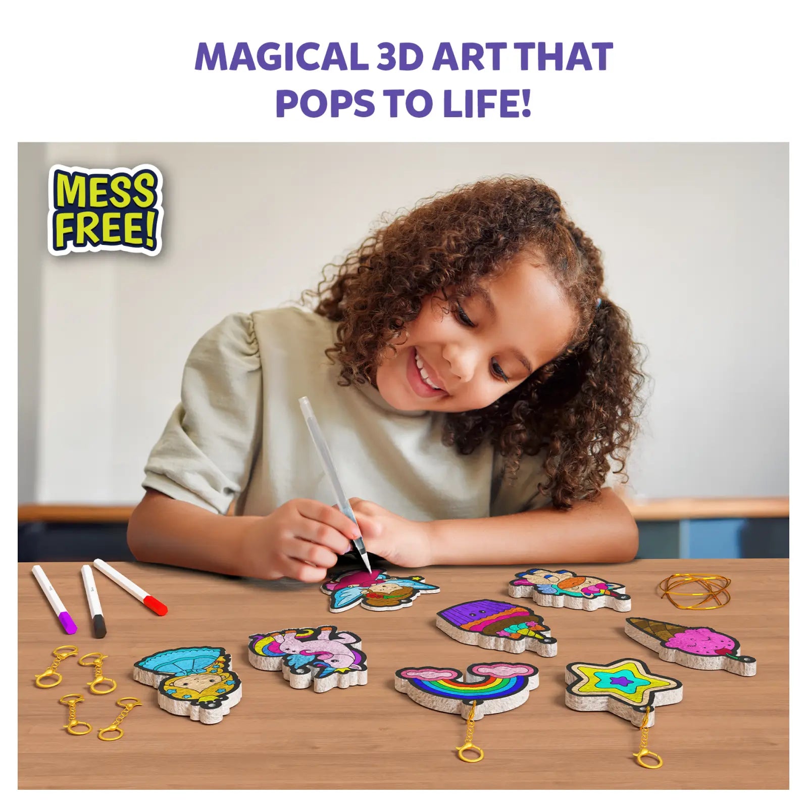 Magical 3D art set featuring princesses and unicorns from Aqua Puffs Kit for ages 4+