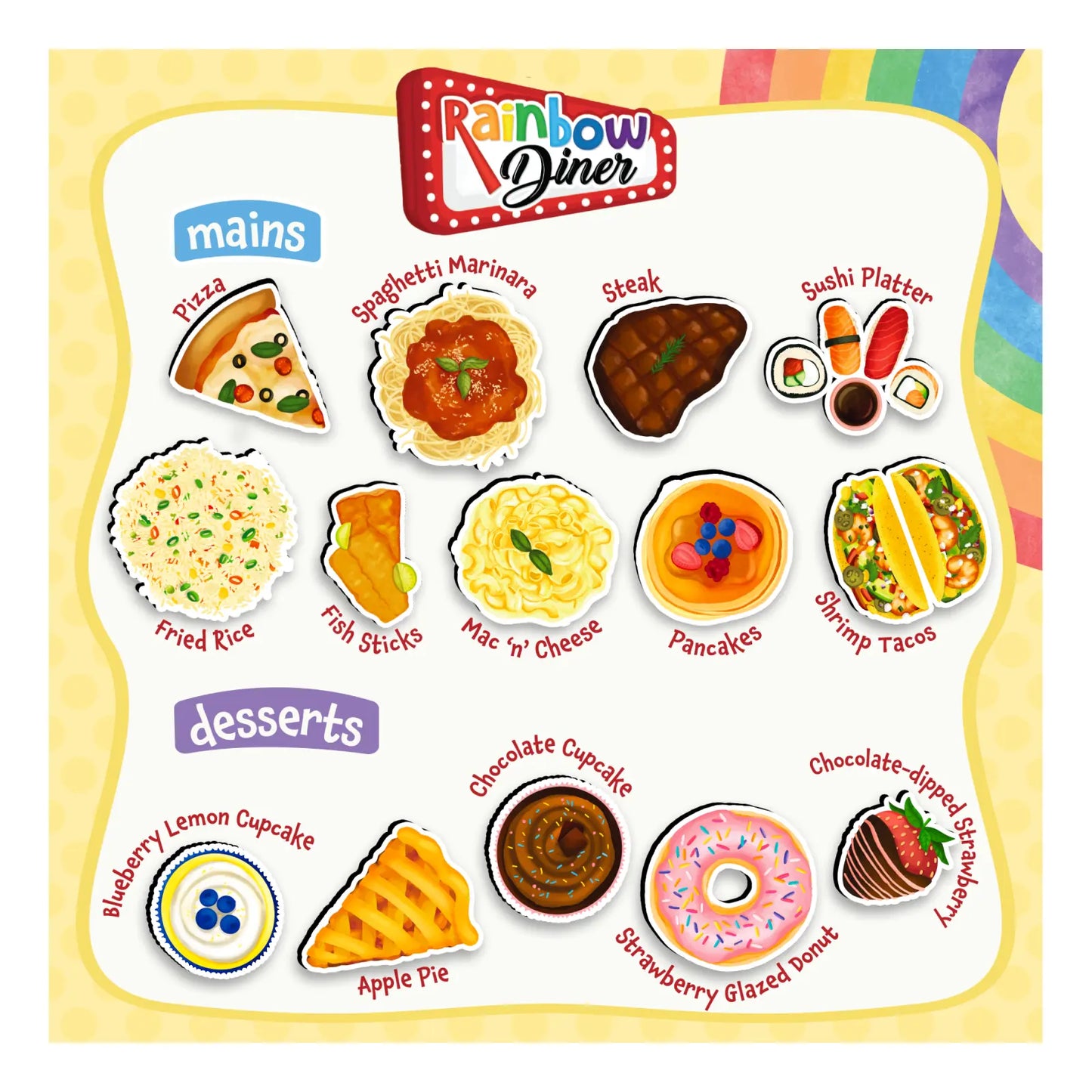 Rainbow Diner | Pretend Play Restaurant Playset (ages 3-8)