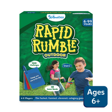 Rapid Rumble outdoor game box for educational and clever tag gameplay for ages 6 plus