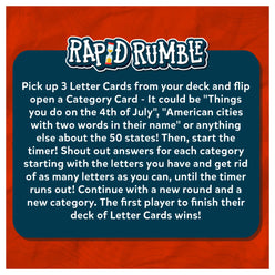 Rapid Rumble game instructions for Rapid Rumble A Trip Around The 50 States board game