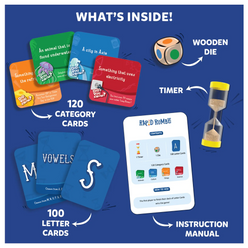 Rapid Rumble game components for ages 6 and up in a colorful box setup