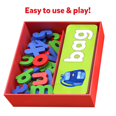 Educational letter and word game on wooden boards for ages 4-7 in Ready To Spell product