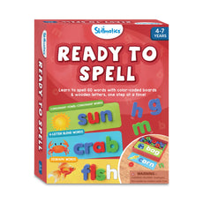 Skillmatics Ready to Spell educational game with wooden spelling boards for ages 4-7