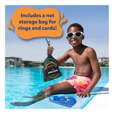 Net storage bag with colorful rings for Ring Rush Underwater Search and Find Game