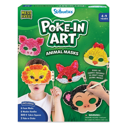 Skillmatics Poke-in Art - Animal Masks, Mess-Free Fun (Ages 4-9)