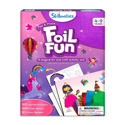 Skillmatics Foil Fun Unicorns & Princesses No Mess Craft Kit, (100+ Piece Art Set)