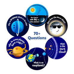 Educational space-themed question cards for kids in the Science Snippets Kit All About Space